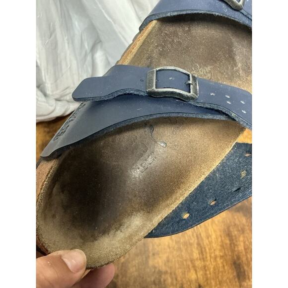 Birkenstock Birki’s Navy Blue Perforated Freeport Birko-Flor Sandal SZ 9 90's - Picture 9 of 9